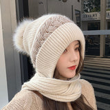 Women Winter Hats Women's Woolen Cap Scarf Hat Autumn and Winter