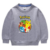 Children Pokemon Pikachu Hoodie Crew Neck Sweater Cotton