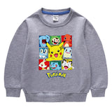 Children Pokemon Pikachu Hoodie round Neck Sweater Cotton Neutral