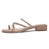 Nude Strappy Block Heels Women's Sandals