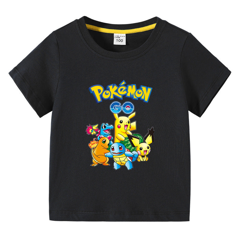 Children Pokemon Pikachu T Shirt Summer Cotton Short Sleeve T-shirt