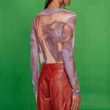 Rave Outfits Men Long Sleeve Shirt See-through Bottoming Shirt Men's Elastic Transparent Sexy T-shirt