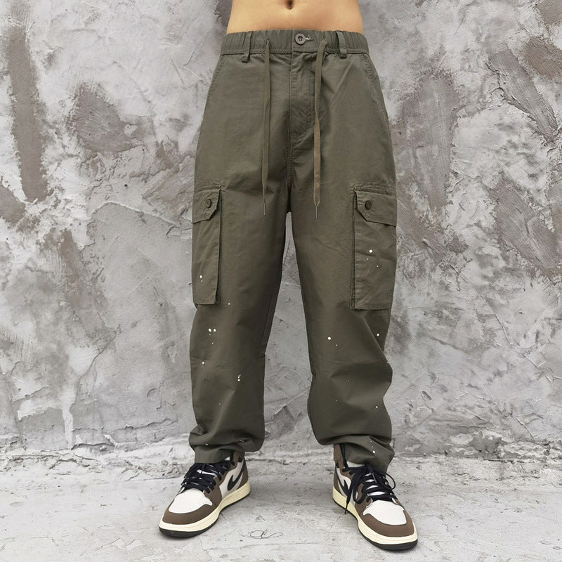 Man Fall Outfits Cargo Pants Spring and Summer Pants Men and Women Loose Multi-Pocket Workwear Straight-Leg Trousers