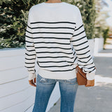 Women Fall Outfits Autumn and Winter Loose Long Sleeve Striped Sweater