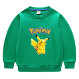 Children Pokemon Pikachu Hoodie Spring and Autumn Solid Color round Neck Sweater