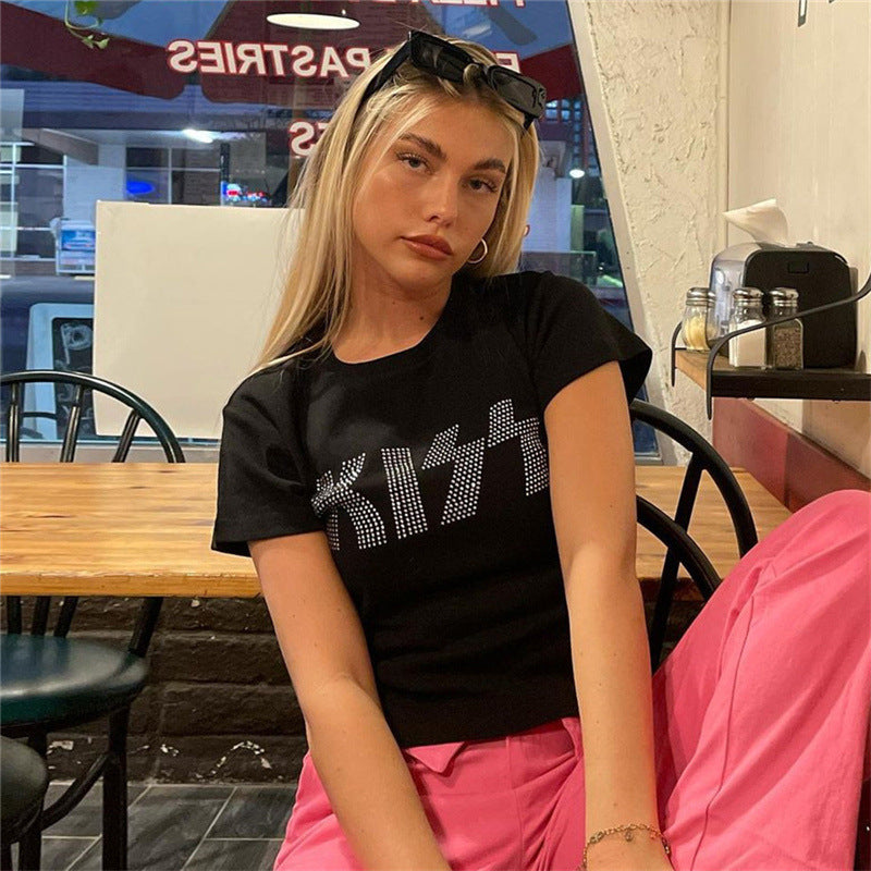 Music Festivals Rave Outfits Girls Tops Summer Women's Fashion Short Sleeve round Neck T-shirt