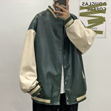 Jock Jacket PU Leather Men's Spring and Autumn Casual Jacket Loose All-Matching Men's Clothing Coat