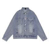 Men Denim Coat Jean Jackets Pure Color Washed Do the Old Cowboy Coat Men's Loose Lapels Jacket Street Denim Clothing