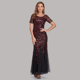 Daisy Buchanan Dress Spring Summer Slim-Fit Mesh Sequins Evening Dress