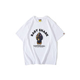 WGM Closing Shark Print Short Sleeve Couple Loose T-shirt