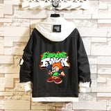 Comic Denim Jacket Man and Woman Cartoon Patterned Denim Jacket