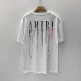 Amiri T Shirt Colorful Splash Ink Casual Hip Hop round Neck Short Sleeve T-shirt