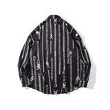 Mens Fall Outfits Shirt American Retro Top Vintage Printed Shirt BF Style Long Sleeve Coat