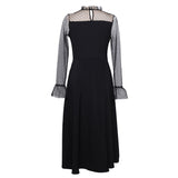 Cocktail Attire For Women Mesh Dress Turtleneck Hollow Sexy Long Sleeve Gown