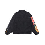 Men Denim Coat Jean Jackets Figure Head Print Denim Clothing Men's Jacket Harajuku Style Loose Denim Jacket