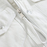 Men Denim Coat Jean Jackets Solid Color Frayed Denim Jacket Coat Men's Loose Zip Cardigan Denim Jacket