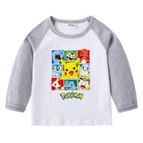 Children Pokemon Pikachu Hoodie Crew Neck Long Sleeve T-shirt Cartoon Cotton