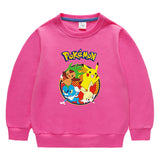 Children Pokemon Pikachu Hoodie Crew Neck Sweater Cotton
