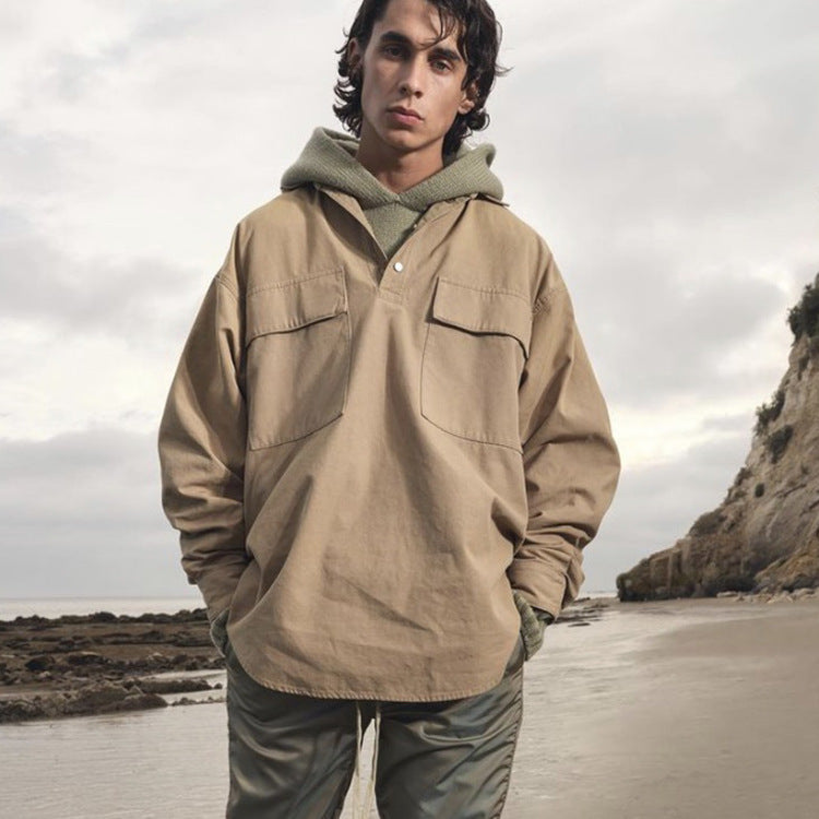 Fog Fear of God Essentials Coat Loose High Street Canvas Tooling Blouse Jerry Same Shirt