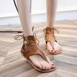 Women Open Toe Sandals Flats Summer Solid Color Large Size Flat Bottom Sandals