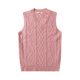 Men Sweater Vest Solid Color Sweater Vest Men's Loose V-neck Sleeveless Sweater BF Idle Style Waistcoat Vest