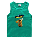Children Pokemon Pikachu T Shirt Cotton Leisure Sports Sweat-Absorbent Vest