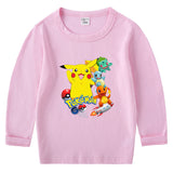 Children Pokemon Pikachu Hoodie Pikachu Spring and Autumn Bottoming Shirt Boys T-shirt