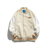 Vintage Letterman Jacket Autumn Color Matching Printed Jacket