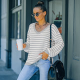 Women Fall Outfits Fall Winter Fashion V-neck Loose Slimming Sweater Pullover