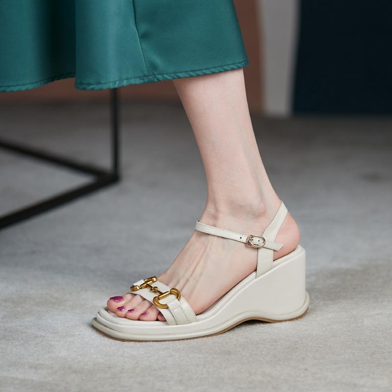 Women Open Toe Sandals Flats Summer Open Toed Platform Sandals with Roman Strap