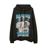 Mens Fall Outfits Rap Figure Printed Hoodie Men and Women Autumn and Winter High Street Vibe