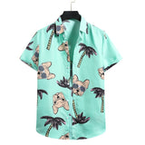 Men Hawaii Shirts Men's Light Green Short Sleeve Fashion Casual Shirt