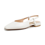 Flat Dress Sandals Spring/Summer Comfortable Low Heel Square Toe Solid Color Sandals