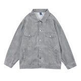 Men Denim Coat Jean Jackets Letter Rhinestone Denim Coat Men's Loose Lapels Jacket Vintage Denim Jacket