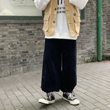 Mens Corduroy Pants Fall Loose Japanese Style Hong Kong Style Casual Straight Trousers