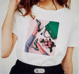 Oversized 90s T Shirt Summer Fashion Pretty Girl Printed Sleeve T-Shirt