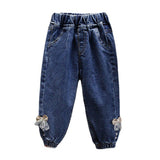 Toddler Girls Pants Girls' Spring Clothes Denim Bow Closed Toe