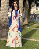 Muslim Women Stylish Kashibo Abaya Muslim Ladies Long Gown Islamic Clothing Jilbab Jalabiya Feather Print Dress for Women