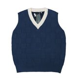 Men Sweater Vest Color Matching Sweater Vest Men's BF Idle Style Loose V-neck Sleeveless Sweater Waistcoat Vest