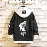 Comic Denim Jacket Printed Fashionable Loose Men's Hooded Jacket