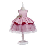 Toddler Girls Sequin Gown Dress Tulle Skirt Bow One Year Old Celebration Dress Baby Girl Dress Kids