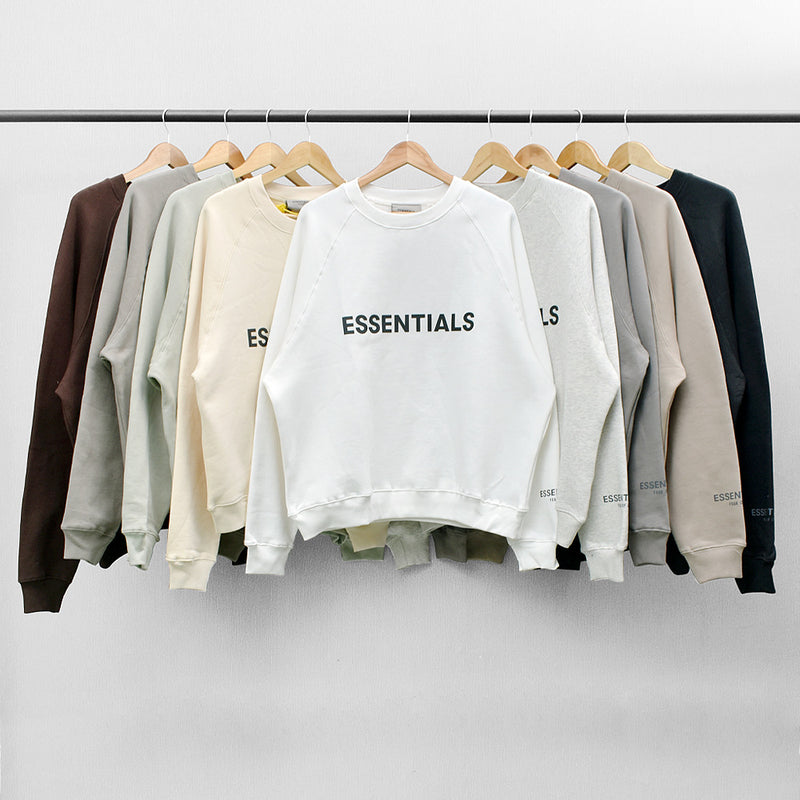 Fog Fear of God Essentials Sweatshirt Double Line Letter Loose round Neck Fleece-Lined Sweater