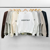 Fog Fear of God Essentials Sweatshirt Double Line Letter Loose round Neck Fleece-Lined Sweater