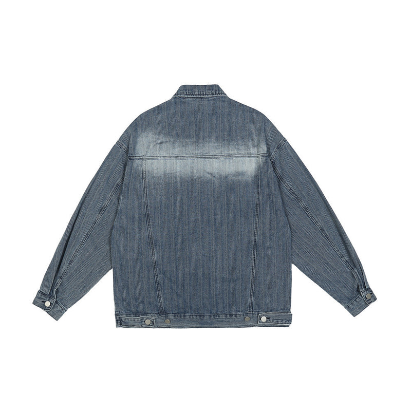 Men Denim Coat Jean Jackets Washed Do the Old Cowboy Coat Men's Loose Street Polo Collar Jacket Vintage Denim Jacket