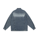 Men Denim Coat Jean Jackets Washed Do the Old Cowboy Coat Men's Loose Street Polo Collar Jacket Vintage Denim Jacket