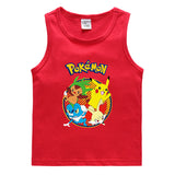 Children Pokemon Pikachu T Shirt Cotton Sweat Absorbing Sports Vest