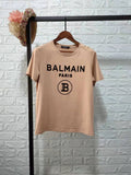 T Shirt Balmain Spring/Summer Flocking Letters All Cotton Short Sleeve T-shirt
