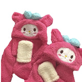 My Melody Hat Cartoon Pink Bear Melody Scarf Integrated Hat Gloves Cute Girl Heart Student Winter Warm Kulomi