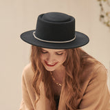 Top Hat Autumn and Winter Women's Fur Felt Hat Wool Top Hat