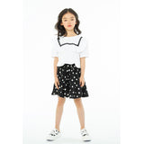 Children Girl Skirts Solid Color Summer T-shirt Black Dots Short Skirt